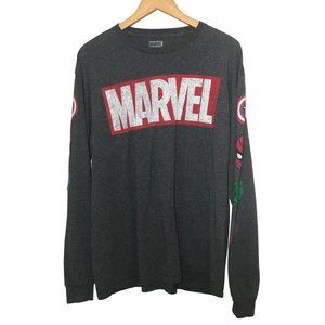 MARVEL Captain America Hulk Thor Spider Man Comic Sleeve Tee Size L